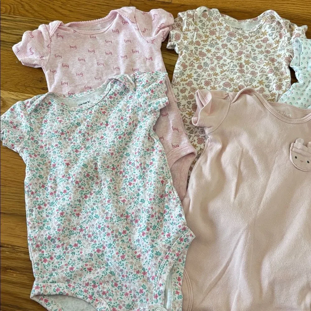 Carter's Pastel and Floral Bodysuit bundle of 5 size 12 months
